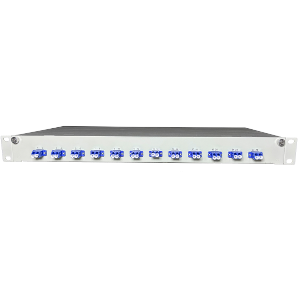 OV-12xLC-D SM  19 Zoll Spleissbox 12xLC-D SM  1HE/12/gr CSH 24Pgt 9/125 12Kup blau